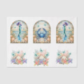 Beachy Pastel  Floral Mermaid & Shells Decoupage  Tissuepapier (Voorkant)