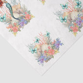 Beachy Pastel  Floral Mermaid & Shells Decoupage Tissuepapier (Detail)