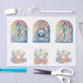 Beachy Pastel  Floral Mermaid & Shells Decoupage Tissuepapier (Craft)