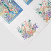 Beachy Pastel  Floral Mermaid & Shells Decoupage Tissuepapier (Detail)
