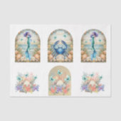 Beachy Pastel  Floral Mermaid & Shells Decoupage  Tissuepapier (Voorkant)