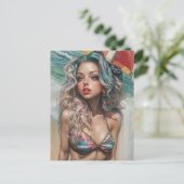  Beachy Pinup Design 1 Briefkaart (Staand voorkant)