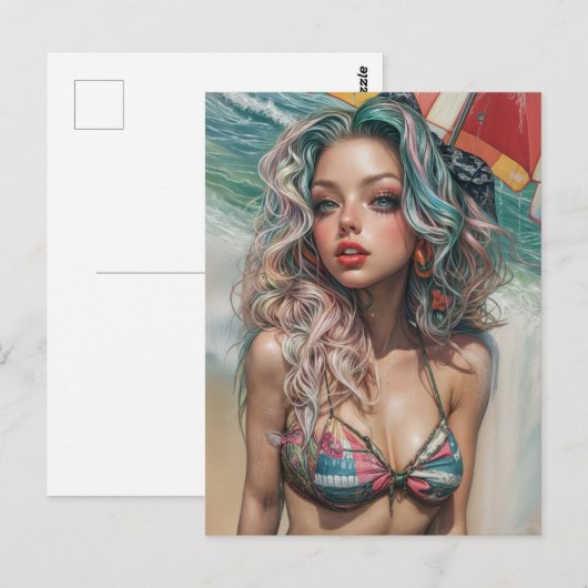 Beachy Pinup Design 1 Briefkaart (Voorkant / Achterkant)