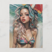 Beachy Pinup Design 1 Briefkaart (Voorkant)