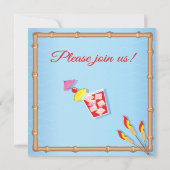 Beachy Poolside BBQ Bridal Shower Invitation Kaart (Achterkant)