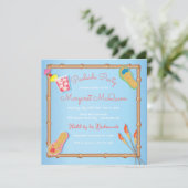 Beachy Poolside Bridal Shower Invitation Kaart (Staand voorkant)