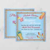 Beachy Poolside Bridal Shower Invitation Kaart (Voorkant / Achterkant)