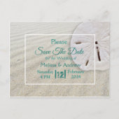 Beachy Sand Dollar Thleding Wedding Save the Date Aankondigingskaart (Voorkant)