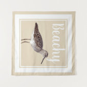 Beachy Sandpiper Bird & Sandy Beige Wandkleed (Voorkant (horizontaal))