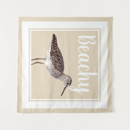 Beachy Sandpiper Bird & Sandy Beige Wandkleed (Voorkant (horizontaal))
