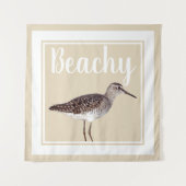 Beachy Sandpiper Bird & Sandy Beige Wandkleed (Voorkant)