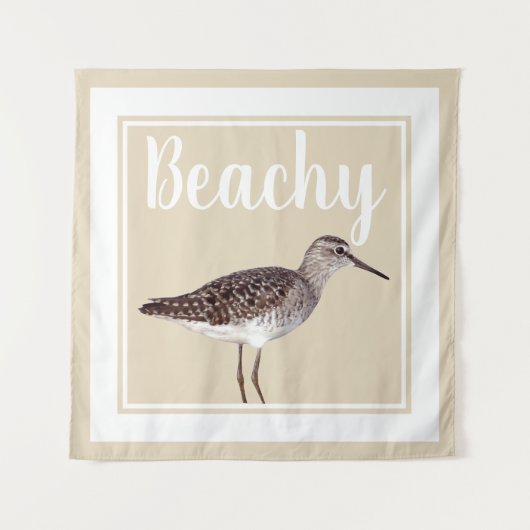 Beachy Sandpiper Bird & Sandy Beige Wandkleed (Voorkant)