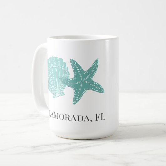 Beachy Shells Airbnb Vacation Rental Koffiemok (Voorkant links)