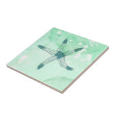 Beachy Starfish Blue Waterverf Tegeltje (Zijkant)