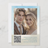 Beachy Summer Wedding Sjabloon QR-code op de rug Kaart (Achterkant)