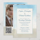 Beachy Summer Wedding Sjabloon QR-code op de rug Kaart (Voorkant / Achterkant)