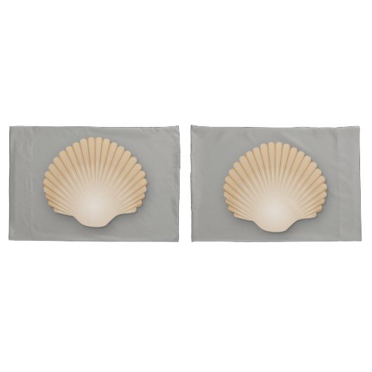 Beachy Tan Scalloped Seashell Kussensloop (Achterkant-Set)
