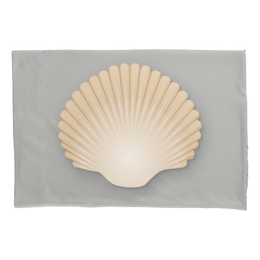 Beachy Tan Scalloped Seashell Kussensloop (Voorkant-Links)