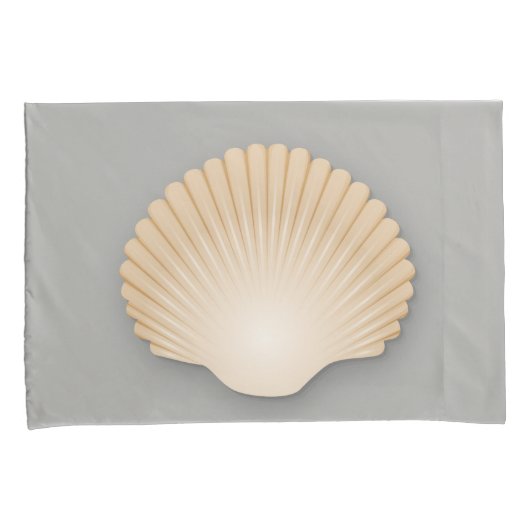 Beachy Tan Scalloped Seashell Kussensloop (Voorkant-Rechts)