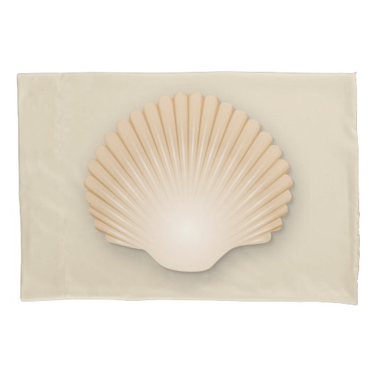 Beachy Tan Scalloped Seashell Kussensloop (Voorkant)