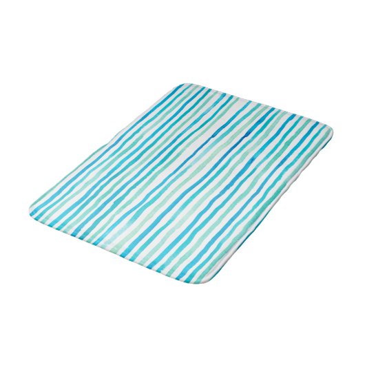 Beachy Turquoise Waterverf Stripes Badmat (Gekanteld)