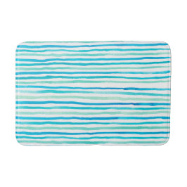 Beachy Turquoise Waterverf Stripes Badmat