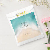 Beachy waterverf bruiloft label bedankzakje (Gezegeld)
