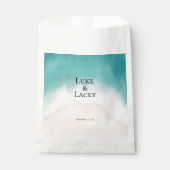 Beachy waterverf bruiloft label bedankzakje (Voorkant)