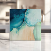 Beachy Waterverf Ocean Blue en Sand Tegeltje