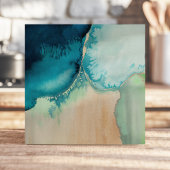Beachy Waterverf Ocean Blue en Sand Tegeltje