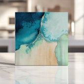 Beachy Waterverf Ocean Blue en Sand Tegeltje