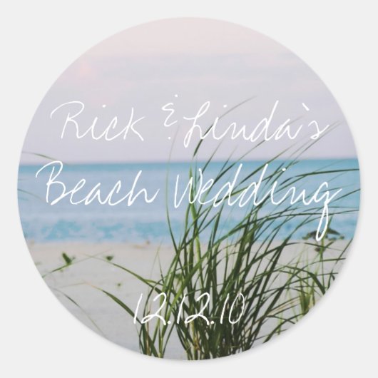 Beachy Wedding Ronde Sticker (Voorkant)
