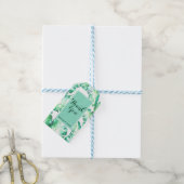 Beachy White en Green Tropical Leaves Wedding Favo Cadeaulabel (Met Touw)