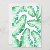 Beachy White en Green Tropical Leaves Wedding Kaart (Achterkant)