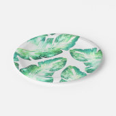 Beachy White en Green Tropical Leaves Wedding Papieren Bordje (Gekanteld)