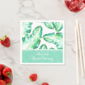 Beachy White en Green Tropical Leaves Wedding Servetten (Insitu)