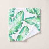 Beachy White en Green Tropical Palm Leaves Chic Bad Handdoek (Wasdoekje)