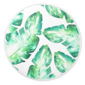 Beachy White en Green Tropical Palm Leaves Keramische Knop (Voorkant)
