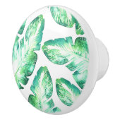 Beachy White en Green Tropical Palm Leaves Keramische Knop (Rechts)