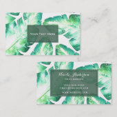 Beachy White & Green Tropical Leaves Chic Visitekaartje (Voorkant / Achterkant)