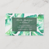 Beachy White & Green Tropical Leaves Chic Visitekaartje (Achterkant)