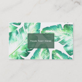 Beachy White & Green Tropical Leaves Chic Visitekaartje