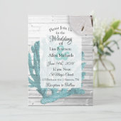 Beachy White Washed Wood Huwelijksuitnodigingen Kaart (Staand voorkant)
