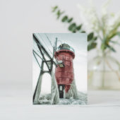 Beacon Frozen Red South Haven Vuurtoren Winter Briefkaart (Staand voorkant)