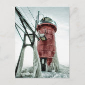 Beacon Frozen Red South Haven Vuurtoren Winter Briefkaart (Voorkant)