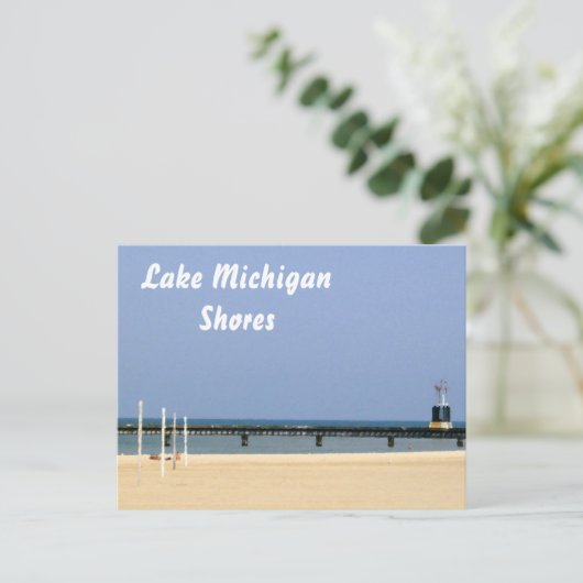 Beacon Light of Lake Michigan Shores Briefkaart (Staand voorkant)