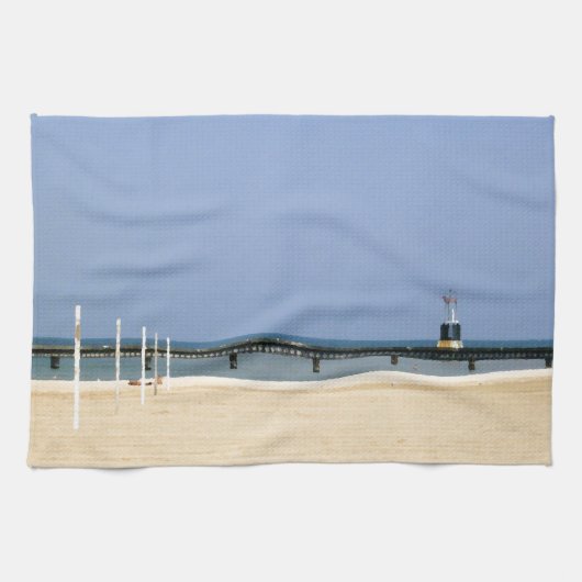 Beacon Light of Lake Michigan Shores Theedoek (Horizontaal)