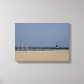 Beacon Light op Lake Michigan Canvas Afdruk (Voorkant)