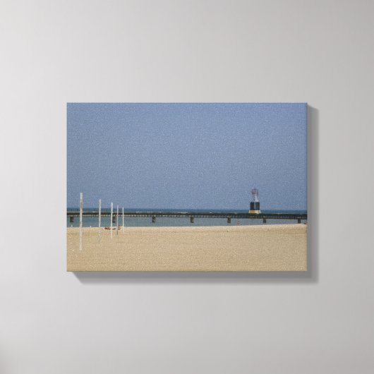 Beacon Light op Lake Michigan Canvas Afdruk (Voorkant)