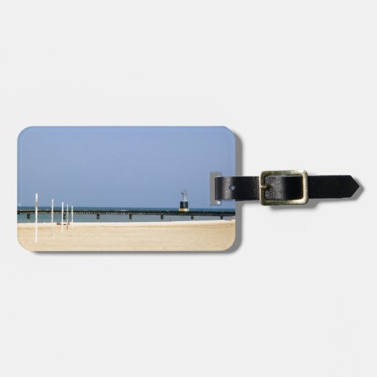 Beacon Light op Lake Michigan Shores Bagagelabel (Voorkant horizontaal)